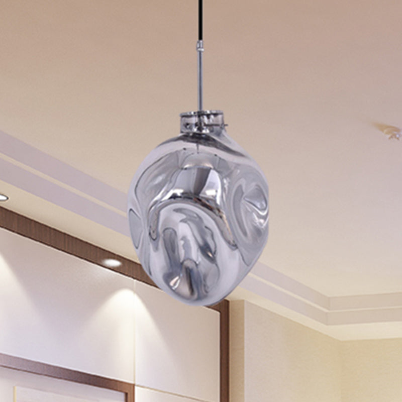 Contemporary Style Hanging Light Abstract Shade 1 Light Hammered Glass Pendant Lamp for Hotel