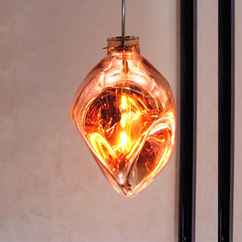 Contemporary Style Hanging Light Abstract Shade 1 Light Hammered Glass Pendant Lamp for Hotel