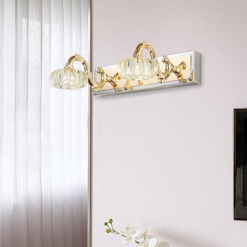 Lampada a parete per ombra rotonda Modernismo Metal 2/3/4 Bulbi Gold Finitura Vanity Lighting With Curved Brain, 13 "/19" W