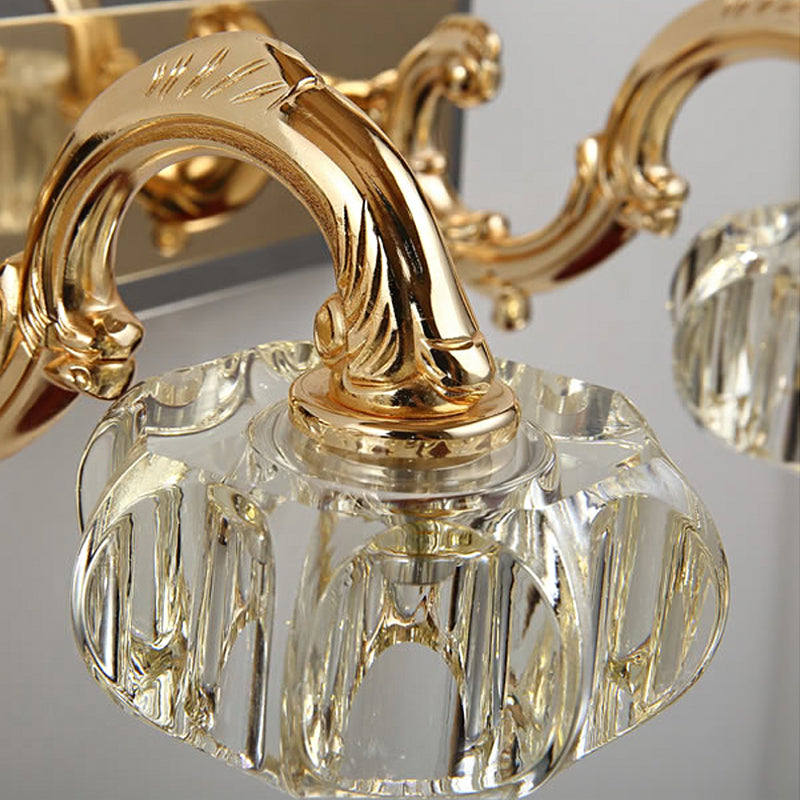 Lampada a parete per ombra rotonda Modernismo Metal 2/3/4 Bulbi Gold Finitura Vanity Lighting With Curved Brain, 13 "/19" W