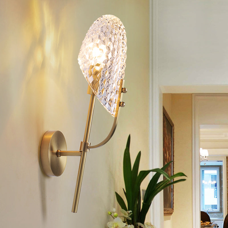 Lampada a parete ombra smussata Modern Crystal 1 Light Brass Wall Sconce Light per il corridoio