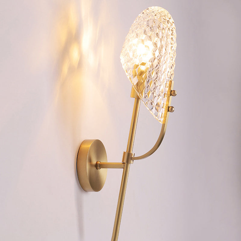 Lampada a parete ombra smussata Modern Crystal 1 Light Brass Wall Sconce Light per il corridoio