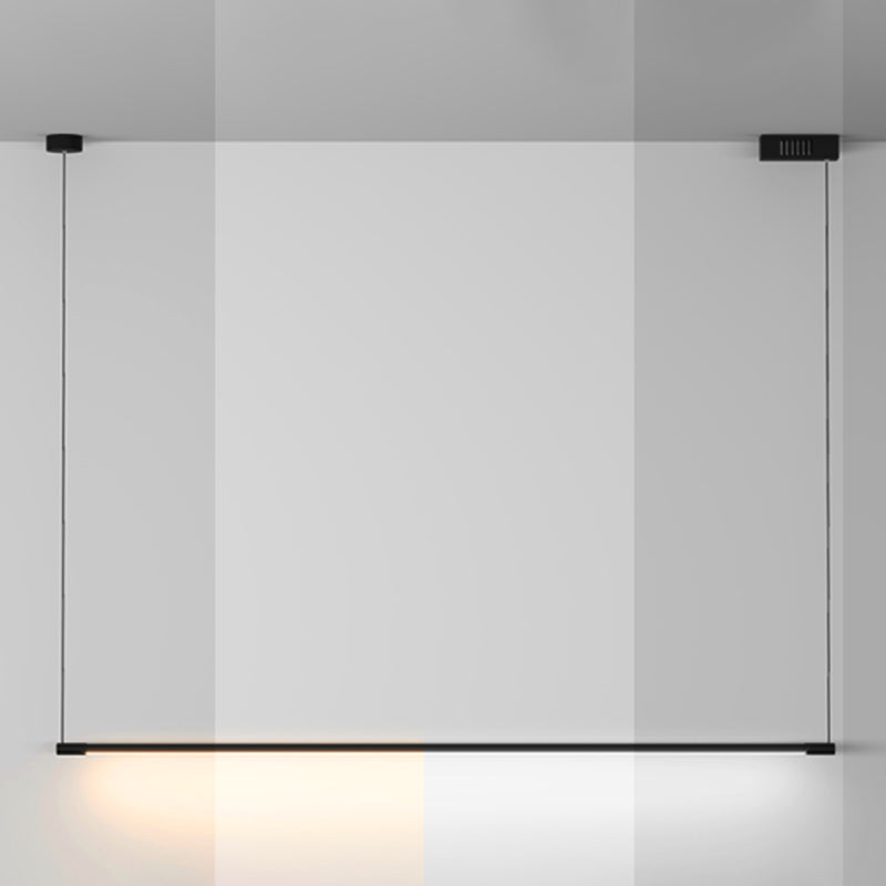 Slim Rod LED Island Lamp Simplicity Metal Black Finish Pendant Lighting over Table