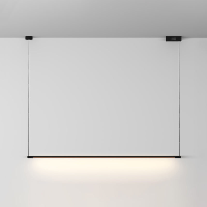Slim Rod LED Island Lamp Simplicity Metal Black Finish Pendant Lighting over Table