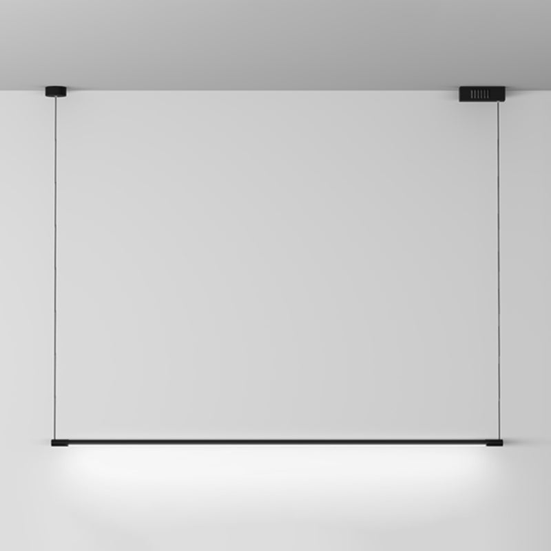 Slim Rod LED Island Lamp Simplicity Metal Black Finish Pendant Lighting over Table