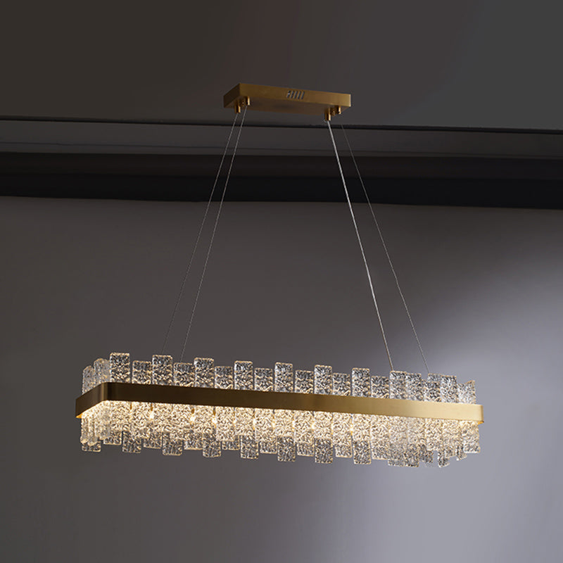 Rippled Crystal Loop Shaped Pendant Light Modern Brass Plated LED Island Ceiling Light