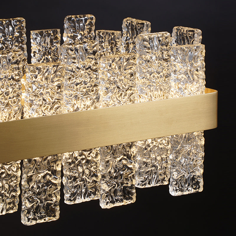 Rippled Crystal Loop Shaped Pendant Light Modern Brass Plated LED Island Ceiling Light