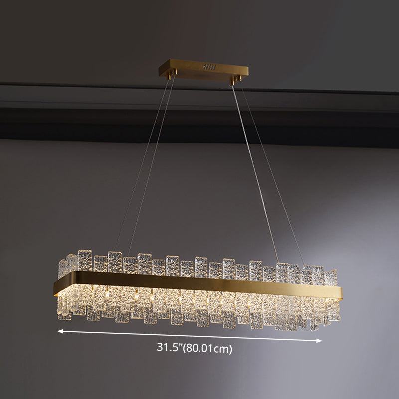 Rippled Crystal Loop Shaped Pendant Light Modern Brass Plated LED Island Ceiling Light