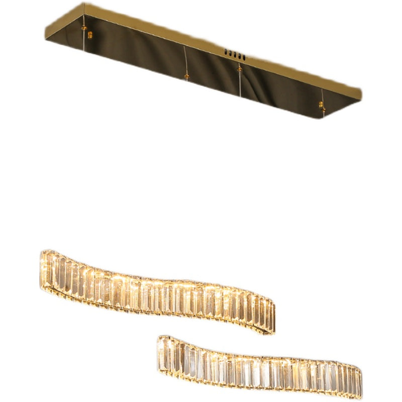 Simplicidad ondulada lámpara colgante restaurante de cristal prismático led isla light en latón en latón