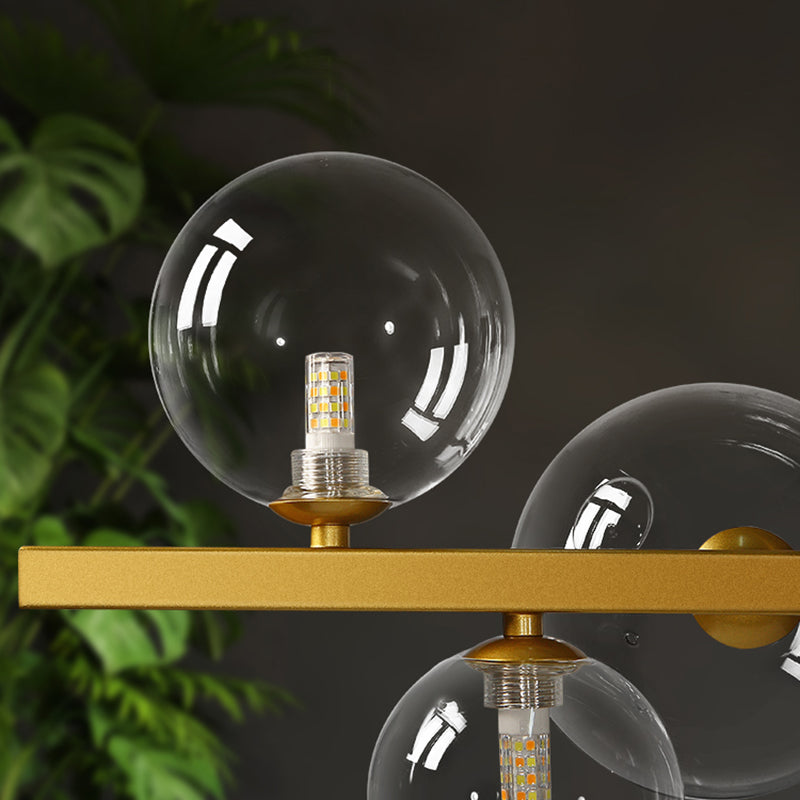 Ring and Globe Island Lamp Contemporary Glass 7-Head Hanging Light for Dining Room