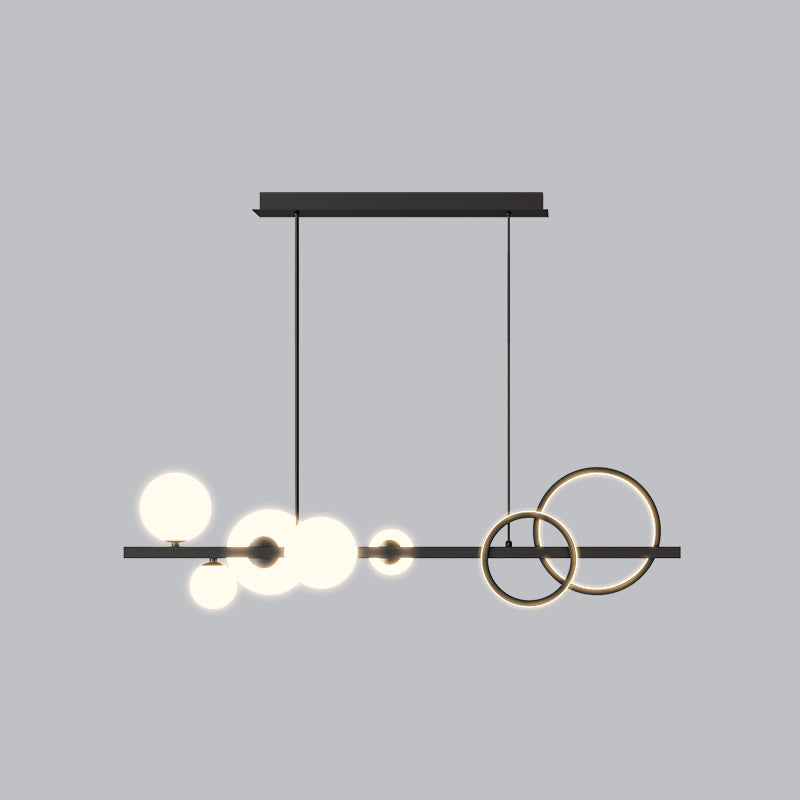 Lampada dell'anello e Globe Isola Contemporanea vetro a 7 teste Luce sospese per sala da pranzo