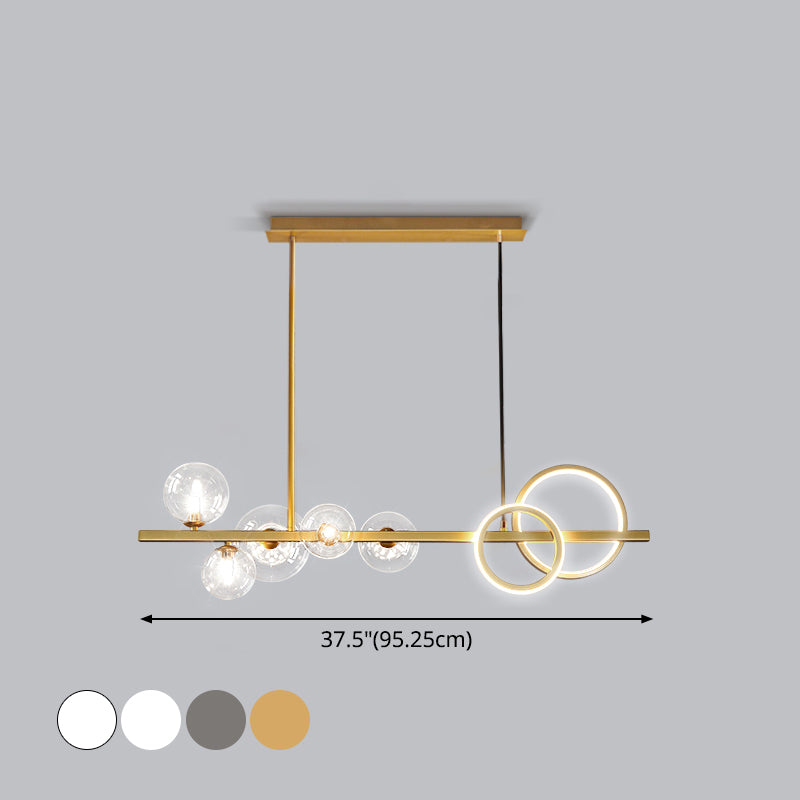 Lampada dell'anello e Globe Isola Contemporanea vetro a 7 teste Luce sospese per sala da pranzo
