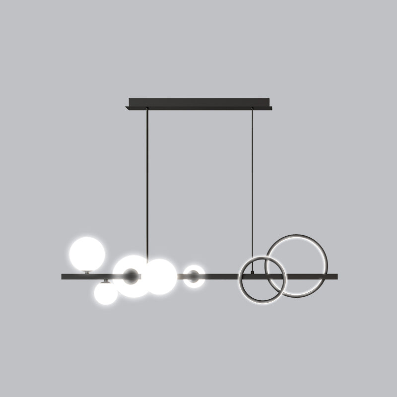 Lampada dell'anello e Globe Isola Contemporanea vetro a 7 teste Luce sospese per sala da pranzo