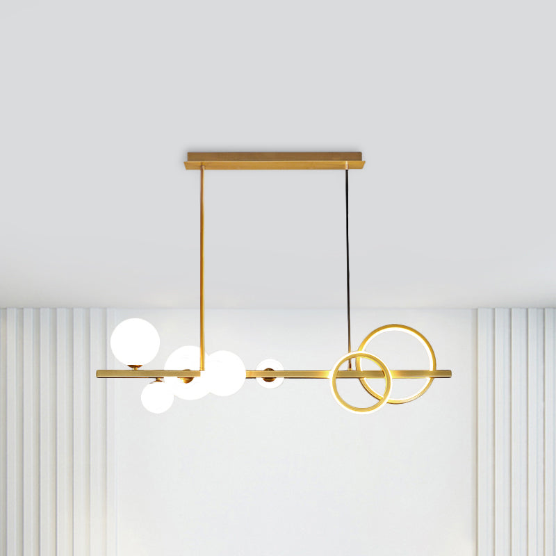 Lampada dell'anello e Globe Isola Contemporanea vetro a 7 teste Luce sospese per sala da pranzo