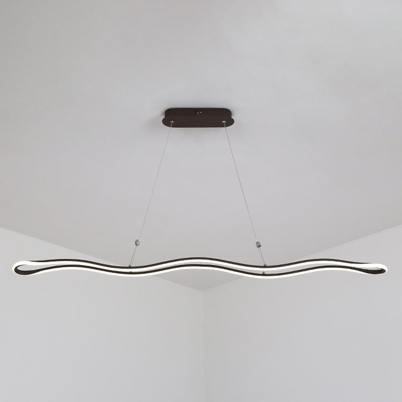 Wavy Strip Dining Room Hanging Lamp Kit Acrylic Modernist Linear LED Island Pendant