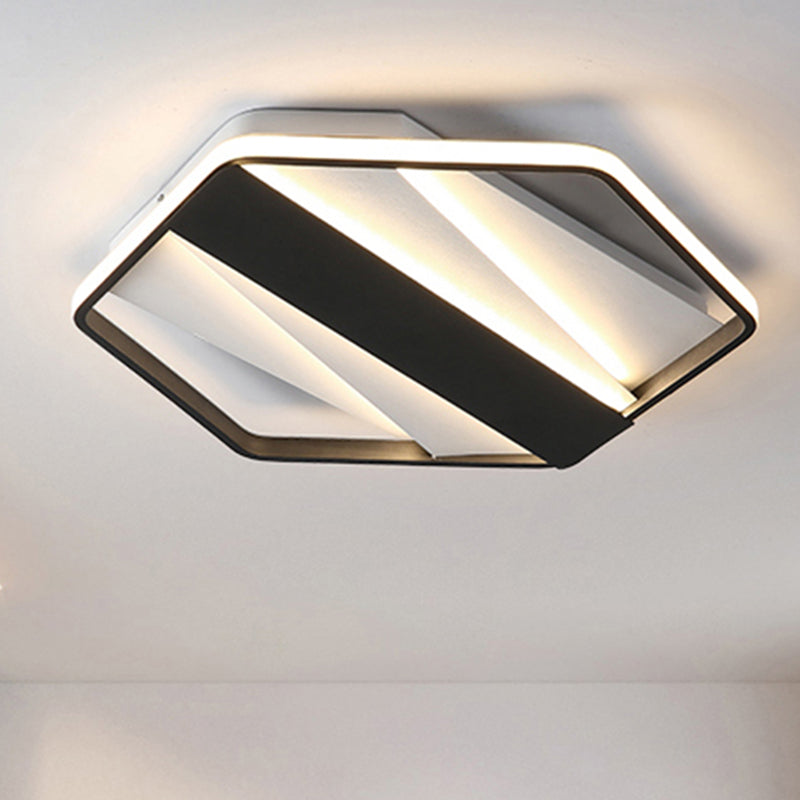 Plafonnier encastré rectangulaire et hexagonal, plafonnier LED moderne en acrylique noir pour hôtel