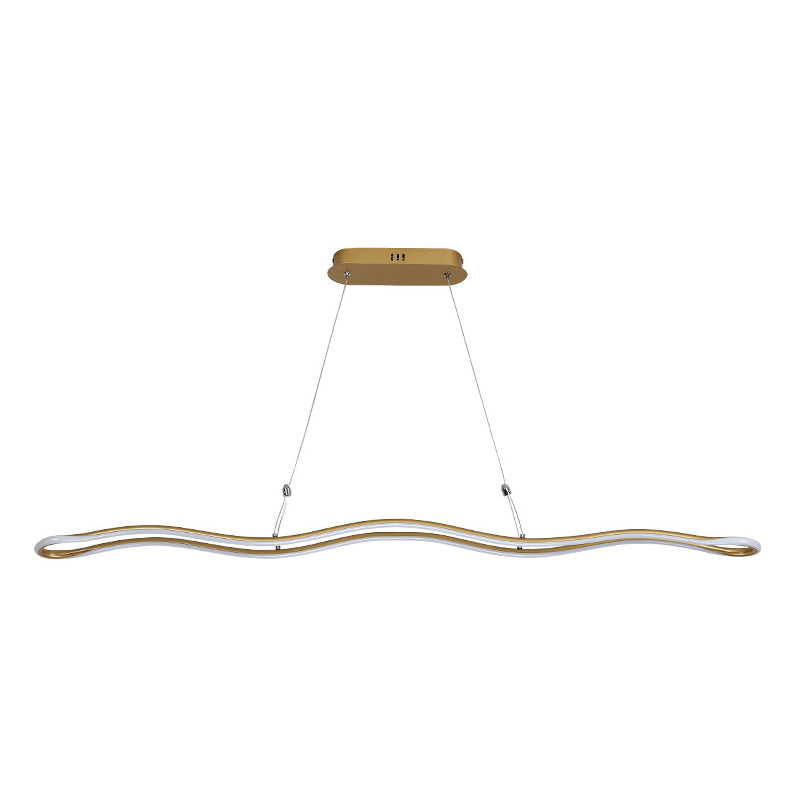 Wavy Strip Dining Room Hanging Lamp Kit Acrylic Modernist Linear LED Island Pendant
