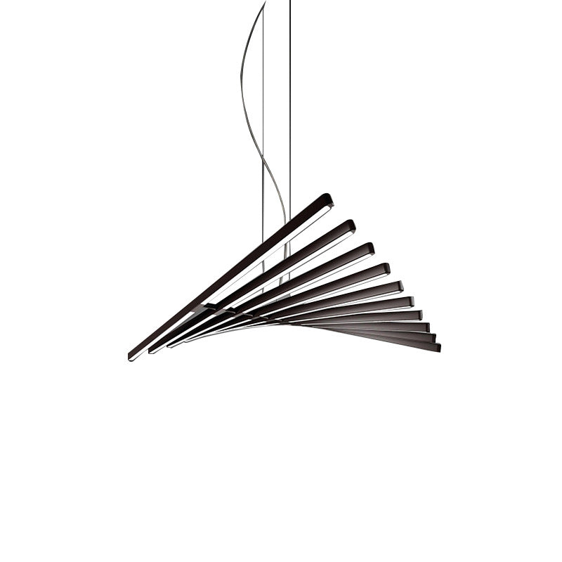 Black Finish Fish-Bone Pendant Lighting Novelty Nordic LED Metal Island Light Fixture