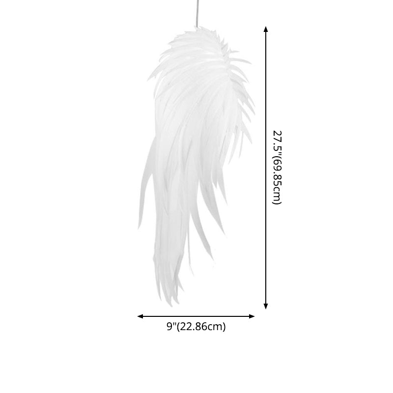 Angel Wing Feather Pendant Lighting Minimalist Plastic White Hanging Lamp for Living Room