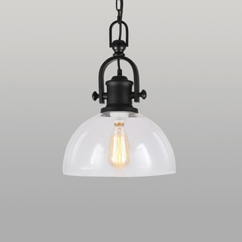 Glasscheibe-Form-Federlampe Industrie 1-Licht Bistro Bar Anhänger Beleuchtung in Schwarz