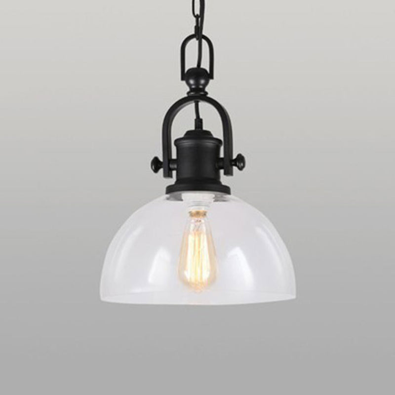 Glasscheibe-Form-Federlampe Industrie 1-Licht Bistro Bar Anhänger Beleuchtung in Schwarz