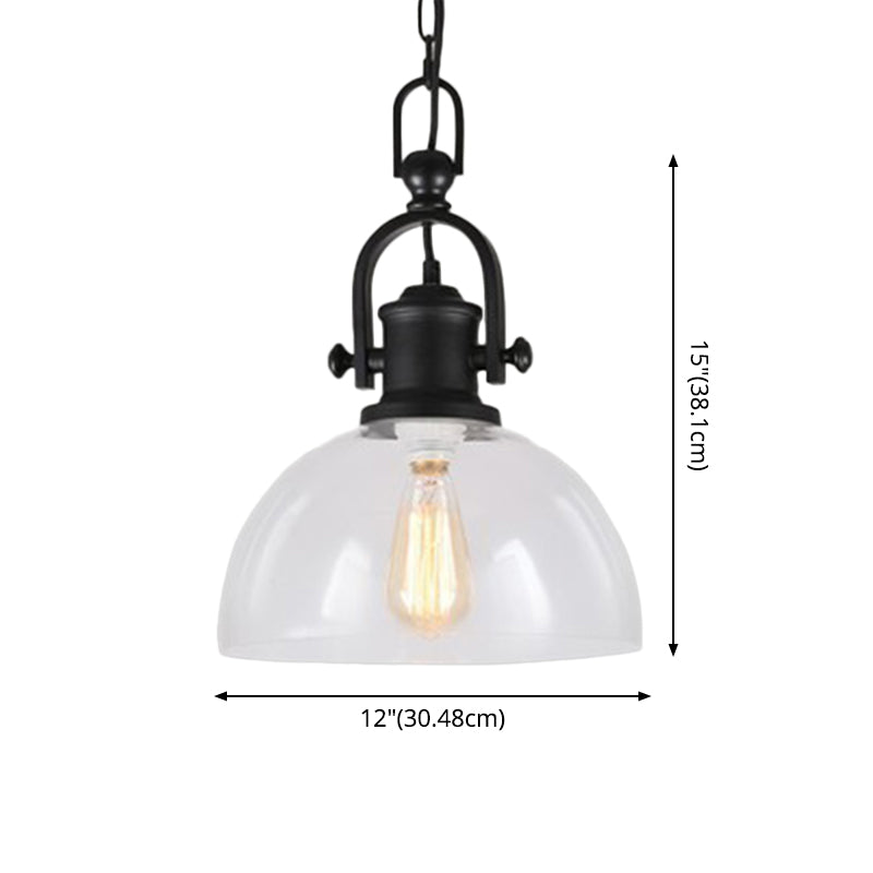Glasscheibe-Form-Federlampe Industrie 1-Licht Bistro Bar Anhänger Beleuchtung in Schwarz