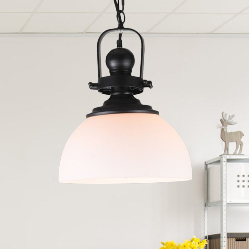 Glasscheibe-Form-Federlampe Industrie 1-Licht Bistro Bar Anhänger Beleuchtung in Schwarz