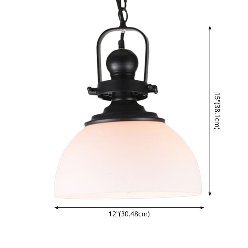 Glasscheibe-Form-Federlampe Industrie 1-Licht Bistro Bar Anhänger Beleuchtung in Schwarz