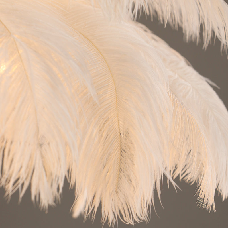 Nieuwheid Palm Tree Hangende Licht Licht Nordic Style Feather Living Room Kroonluchter in het wit