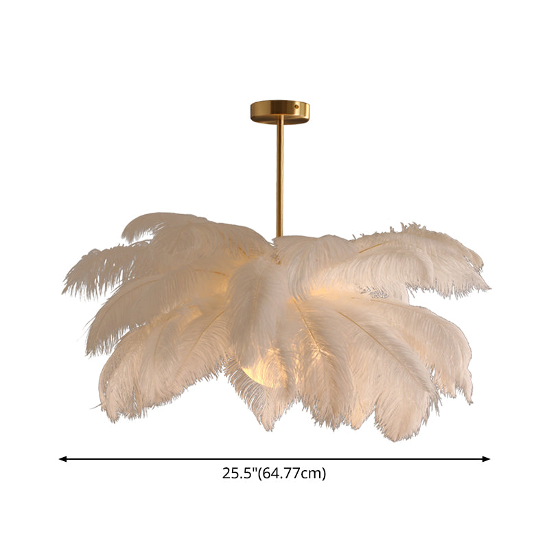 Nieuwheid Palm Tree Hangende Licht Licht Nordic Style Feather Living Room Kroonluchter in het wit