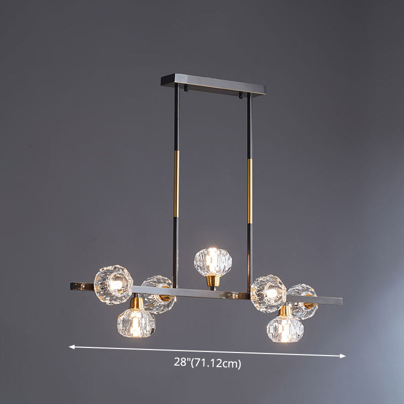 Mini Globe Crystal Chandelier Modern Style Black Finish Pendant Light for Living Room