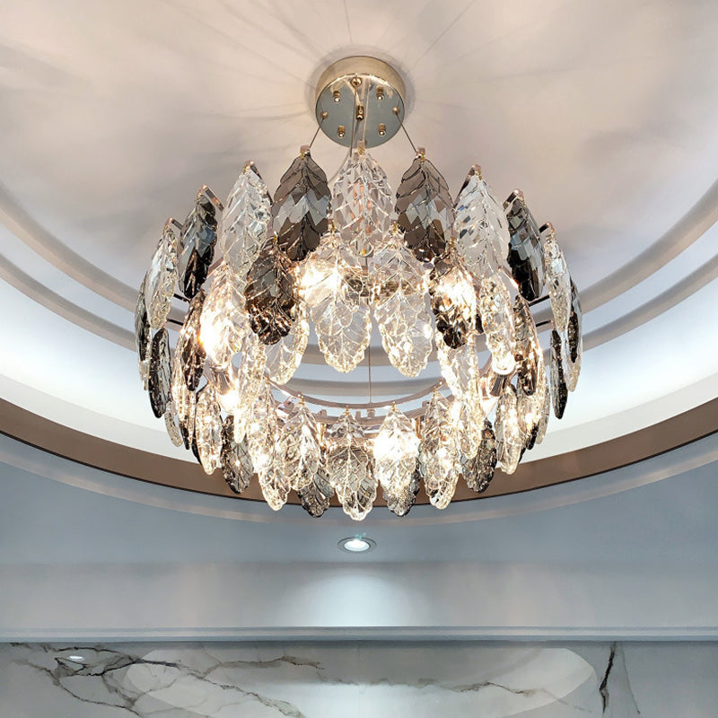Luce soffitto a sospensione tamburo modernista modernista fumio grigio cristallo soggiorno lampada lampada