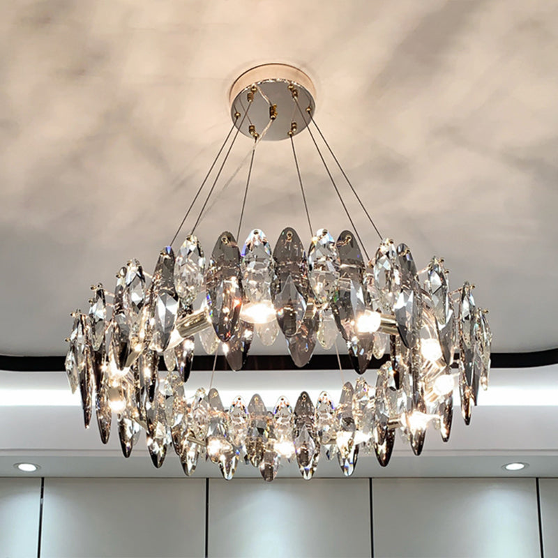 Luce soffitto a sospensione tamburo modernista modernista fumio grigio cristallo soggiorno lampada lampada