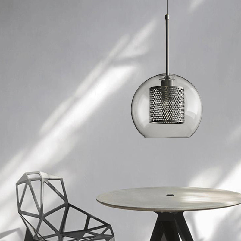 Luce a sospensione in vetro trasparente moderno 1 flaceutri di lampada appesa alla luce per tavolo da pranzo