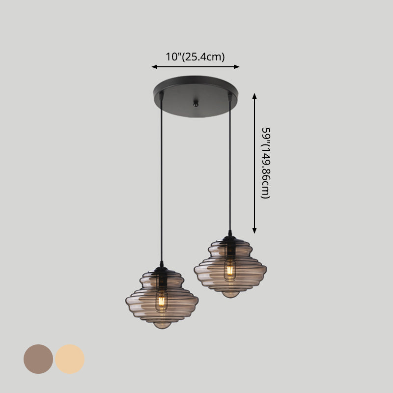 Pendant Modern Glass Spool Pendant Lighting for Dining Room Table