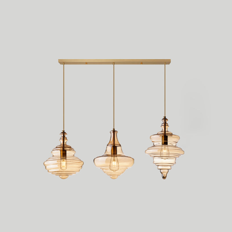 Pendant Modern Glass Spool Pendant Lighting for Dining Room Table