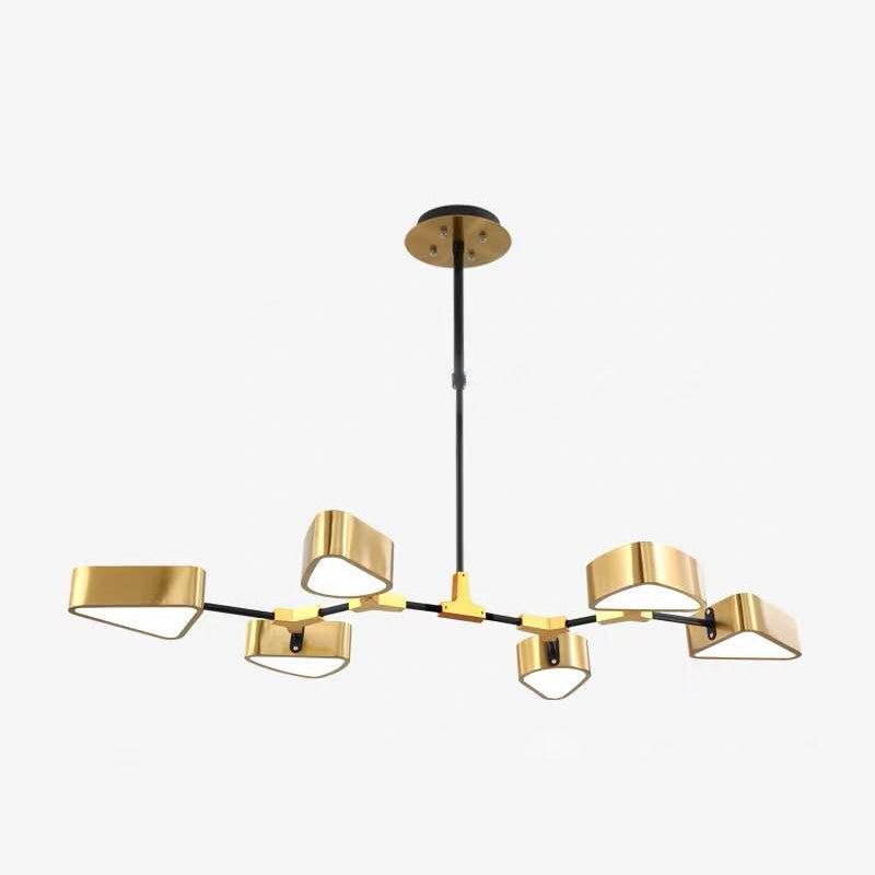 Gold Chandelier Lighting Fixtures Post-Modern Metal Triangular Hanging Ceiling Light