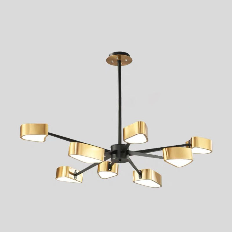 Gold Chandelier Lighting Fixtures Post-Modern Metal Triangular Hanging Ceiling Light