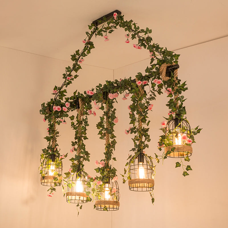 Black Hanging Island Light Industrial Retro Metal Pendant Light