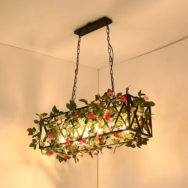 Black Hanging Island Light Industrial Retro Metal Pendant Light