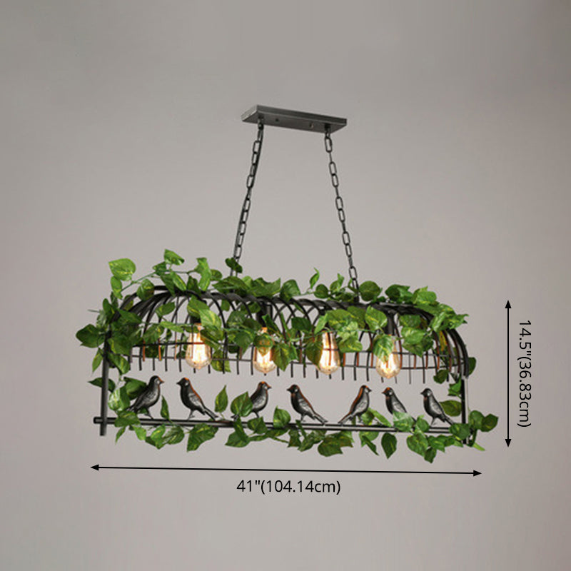 Island Pendant Light Industrial Metal Hanging Lamp in Black
