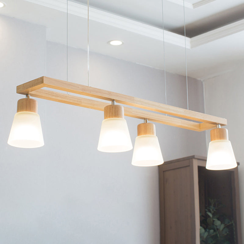 Rectangle Island Pendant Modern Wood Pendant Lighting in Natural Wood