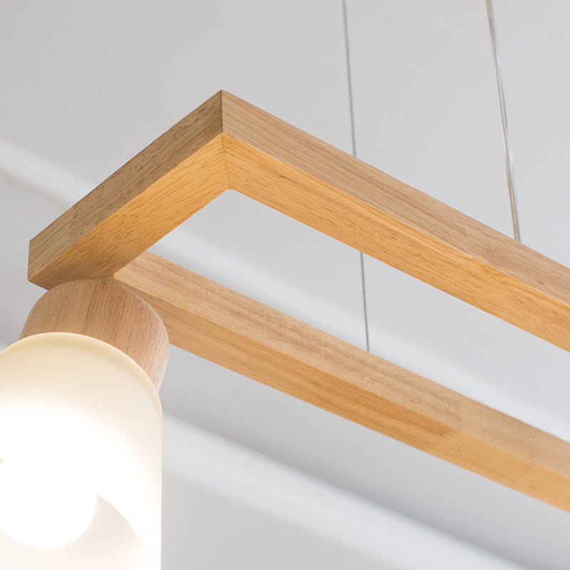 Rectangle Island Pendant Modern Wood Pendant Lighting in Natural Wood