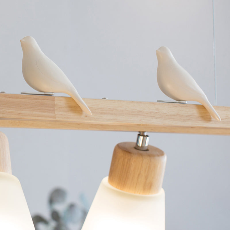 Rectangle Island Pendant Modern Wood Pendant Lighting in Natural Wood