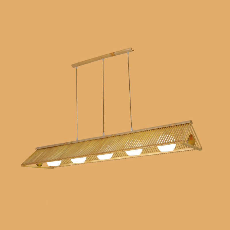 Triangle Island Pendant Asian Wood Pendant Lighting in Natural Wood