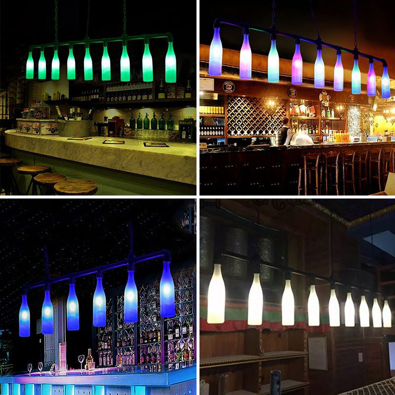 Multi-Color Island Pendant Light Industrial Iron Pipe Wine Bottle Island Lamps