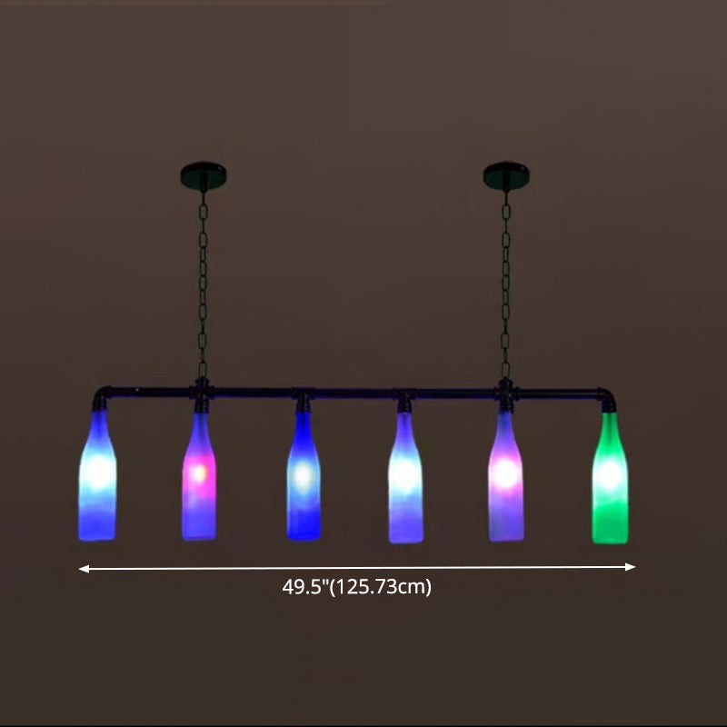 Multi-Color Island Pendant Light Industrial Iron Pipe Wine Bottle Island Lamps