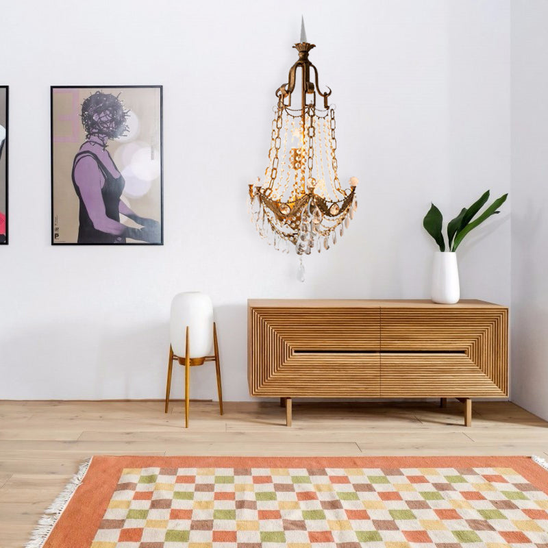 3 Lights Metal and Crystal Wall Mount Light Traditional Brass Anchor Living Room Sconce Light