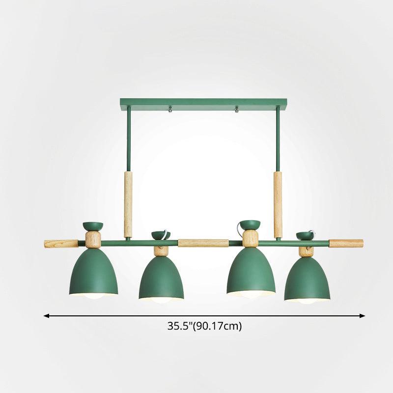 Lights Island Linear colgante lineal estilo nórdico tazón de metal iluminación con detalle de madera
