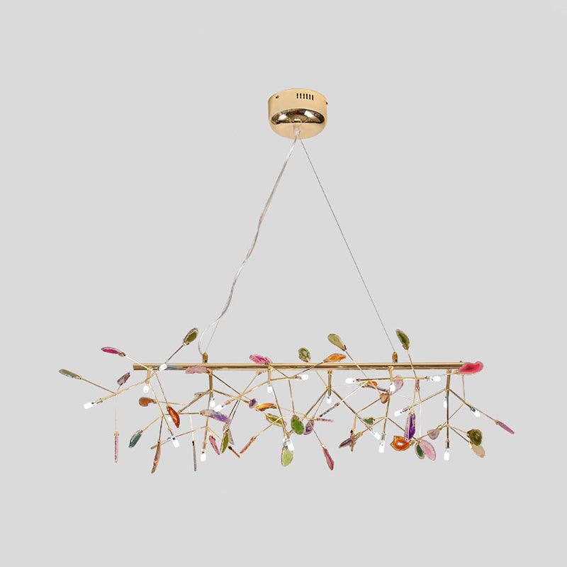 Luminaires îles colorés pendentif en métal branche moderne avec pierre d'agate pour restauration